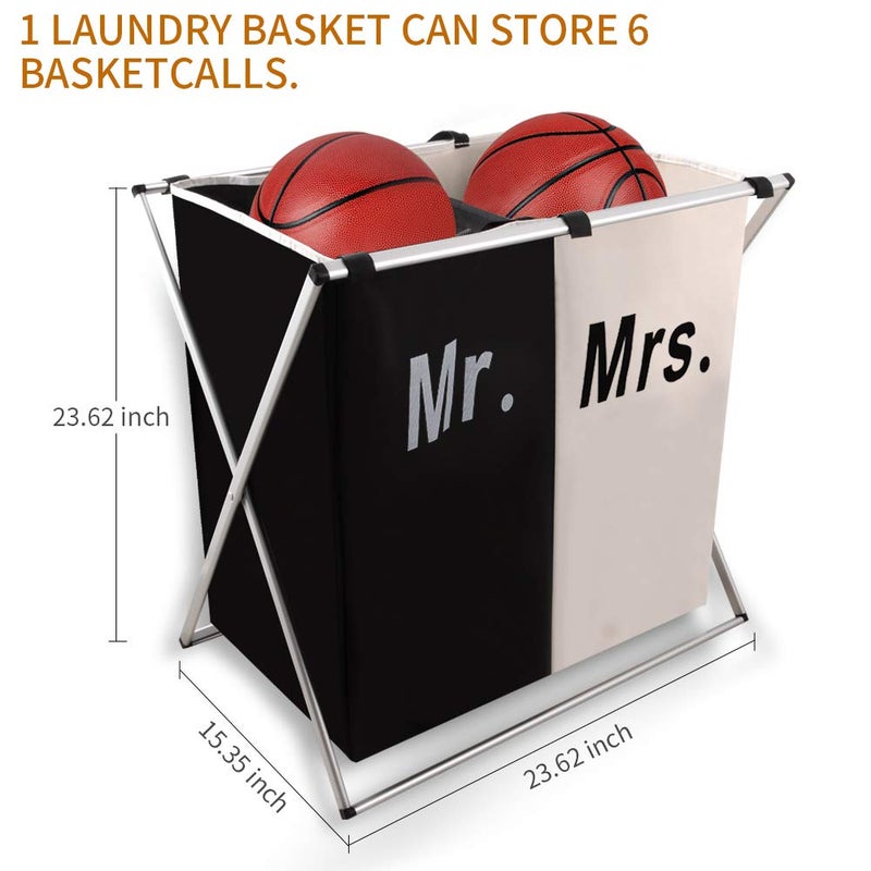 Nicesail Laundry Hamper 2 Section for Husband&Wife Parents or Couple, Clothes Basket Laundry Wedding Gift, Washing Storage Basket with Handle, Waterproof Bag Foldable Aluminum Frame Bathroom Bedroom - Image 5
